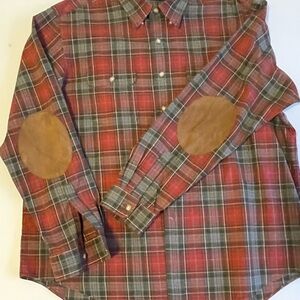 Vintage Polo Ralph Lauren Elbow Patch Flannel Button-Down Shirt. Sz 2XL